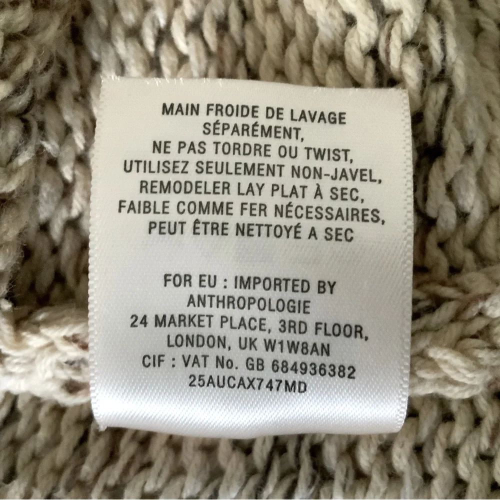 ANTHROPOLOGIE Little Yellow Bird Cardigan Sweater Marled Tan Brown Large